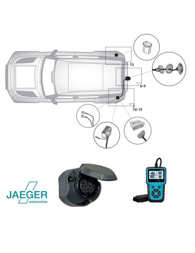 21190522 FAISCEAU SPECIFIQUE 13 BROCHES / LAND ROVER DEFENDER 90 110 130 + PASSAGE VALISE