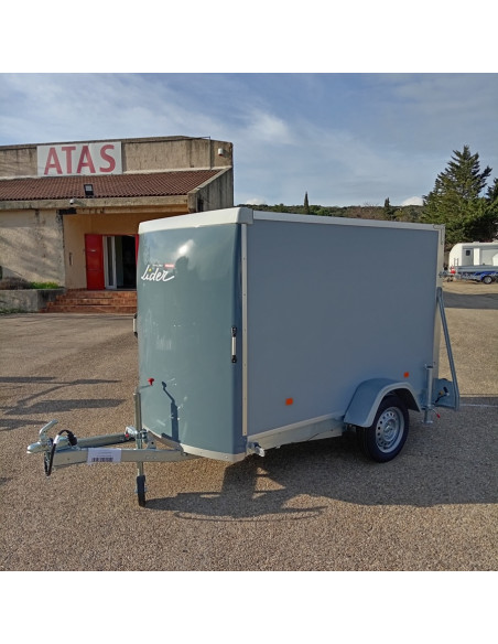FOURGON 230x135x157 - 750 KG NON FREINE - BOIS/POLYESTER - GRIS - Roue Sec +Sup (Lider) Stock uniquement 