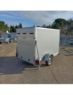 FOURGON 230x135x157 - 750 KG NON FREINE - BOIS/POLYESTER - GRIS - Roue Sec +Sup (Lider) Stock uniquement  2