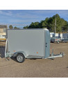 FOURGON 230x135x157 - 750 KG NON FREINE - BOIS/POLYESTER - GRIS - Roue Sec +Sup (Lider) Stock uniquement 