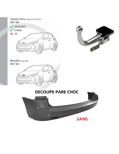 2523T35 ATTELAGE TOYOTA YARIS IV DE 02/20 -  MAZDA 2 (DL, DJ) de 03/22 - 