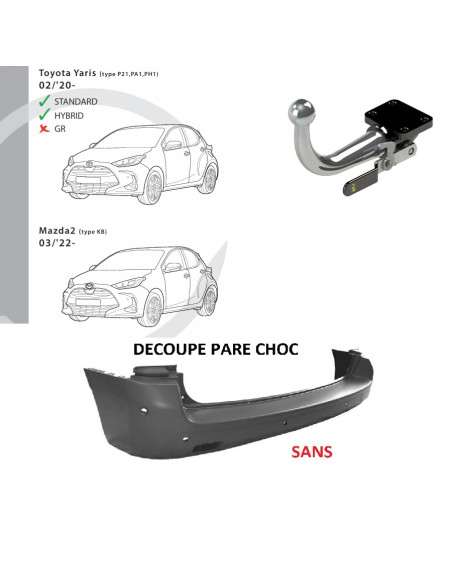 2523T35 ATTELAGE TOYOTA YARIS IV DE 02/20 -  MAZDA 2 (DL, DJ) de 03/22 - 