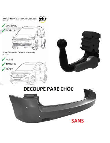 2552T60  ATTELAGE FORD TOURNEO CONNECT DE 02/22 -  VAG CADDY DE 09/20 - 