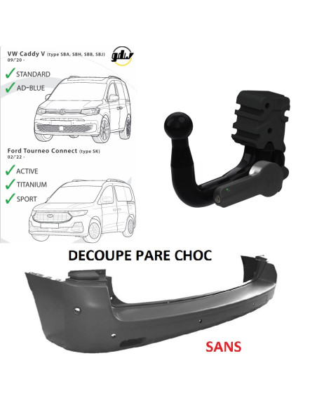 2552T60  ATTELAGE FORD TOURNEO CONNECT DE 02/22 -  VAG CADDY DE 09/20 - 