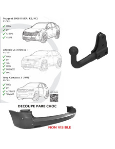 3004T48 ATTELAGE PEUGEOT 3008 -  C5 AIRCROSS - JEEP COMPASS