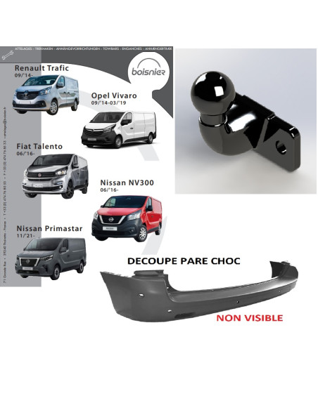 04296 ATTELAGE RENAULT TRAFIC III - FIAT TALENTO - NISSAN PRIMASTAR & NV300 -  OPEL VIVARO 