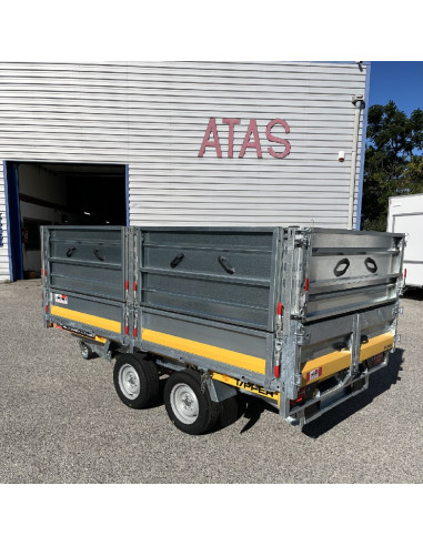 DESTOCKAGE - BENNE - TIPPER 310x160 - 3500 KG PTC +DOUBLE RIDELLES +HAYON 270° (Brian James) Stock uniquement