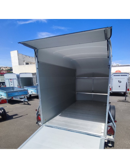 FOURGON ROADSTER 400 - 314x166x200 - 1300 KG - ALUMINIUM - GRIS +P. LATERALE+leds+Camera+Etageres (Debon) PROMO Stock Uniquement