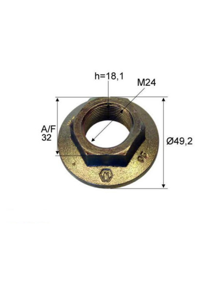 ALKO Ecrou de fus e avec embase M24 x 1 5 C - Essieu non frein 1300 kg ou frein 1637 - 2051