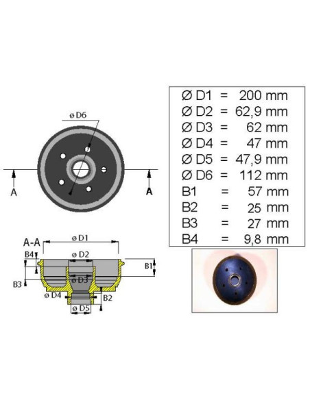BPW PEITZ Moyeu nu type 200x50 Per age 5x112 pour roulements 30204-30206