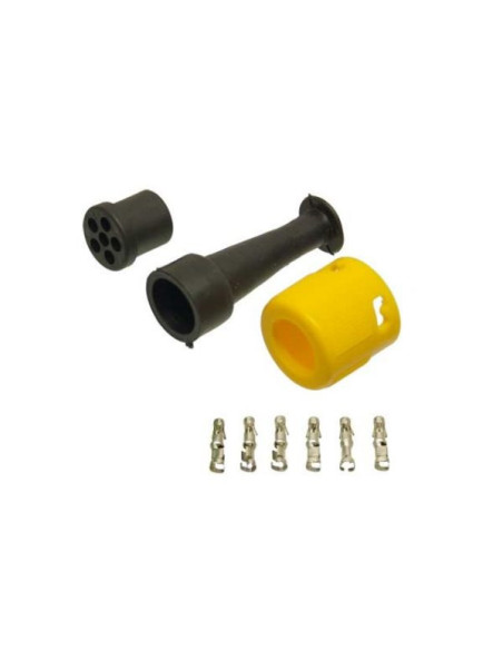 ASPOCK KIT CONNECTEUR RAPIDE JAUNE ROND 6 BROCHES AVEC DETROMPEUR