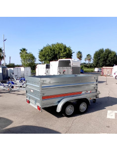 REMORQUE DE LOCATION 252*132 0.5T PTC LC ACIER 252 2 ESSIEUX REHAUSSE PLEINE