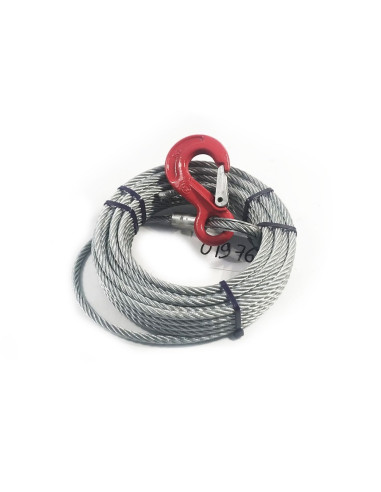 CABLE ACIER AVEC CROCHET POUR TREUIL -  12,5 M - Ø 7 mm (Alko)